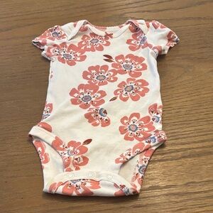 Carter's Coral and White Floral Bodysuit